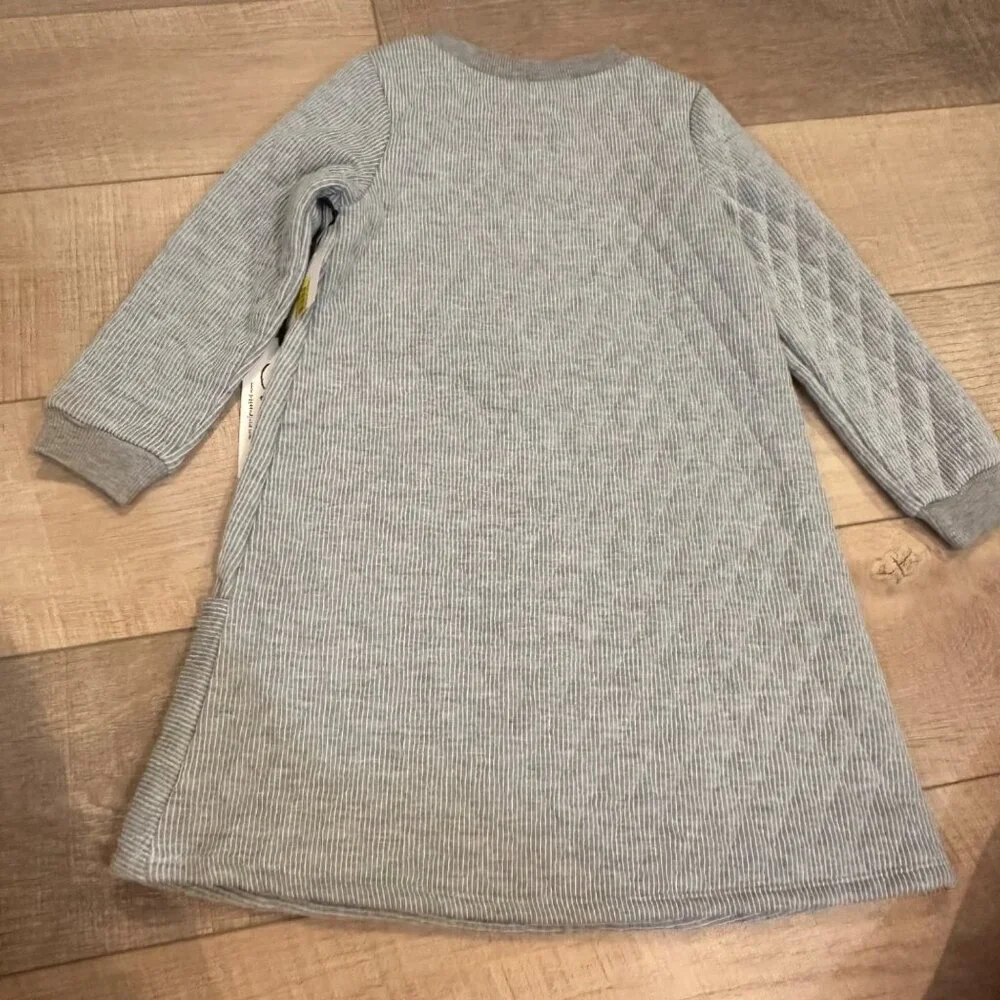 Pippa & Julie Girls Long-Sleeve Striped Dress With Pockets Gray Size 6X Cotton